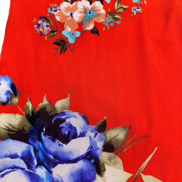 Red Floral Print Mesh Dress (S) - Picture 4 of 8